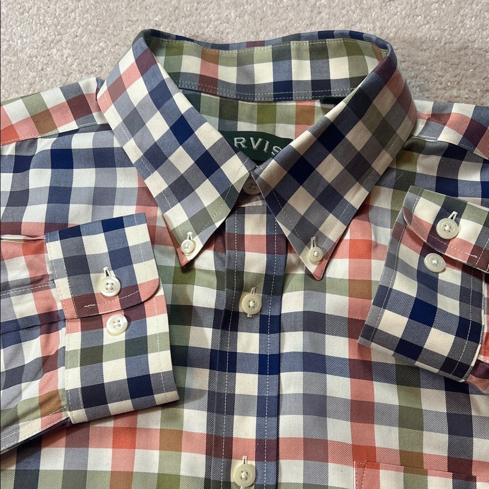 33129 Mens XL Multi Color Plaid Button‎ Down Shirt Cotton Classic Fit